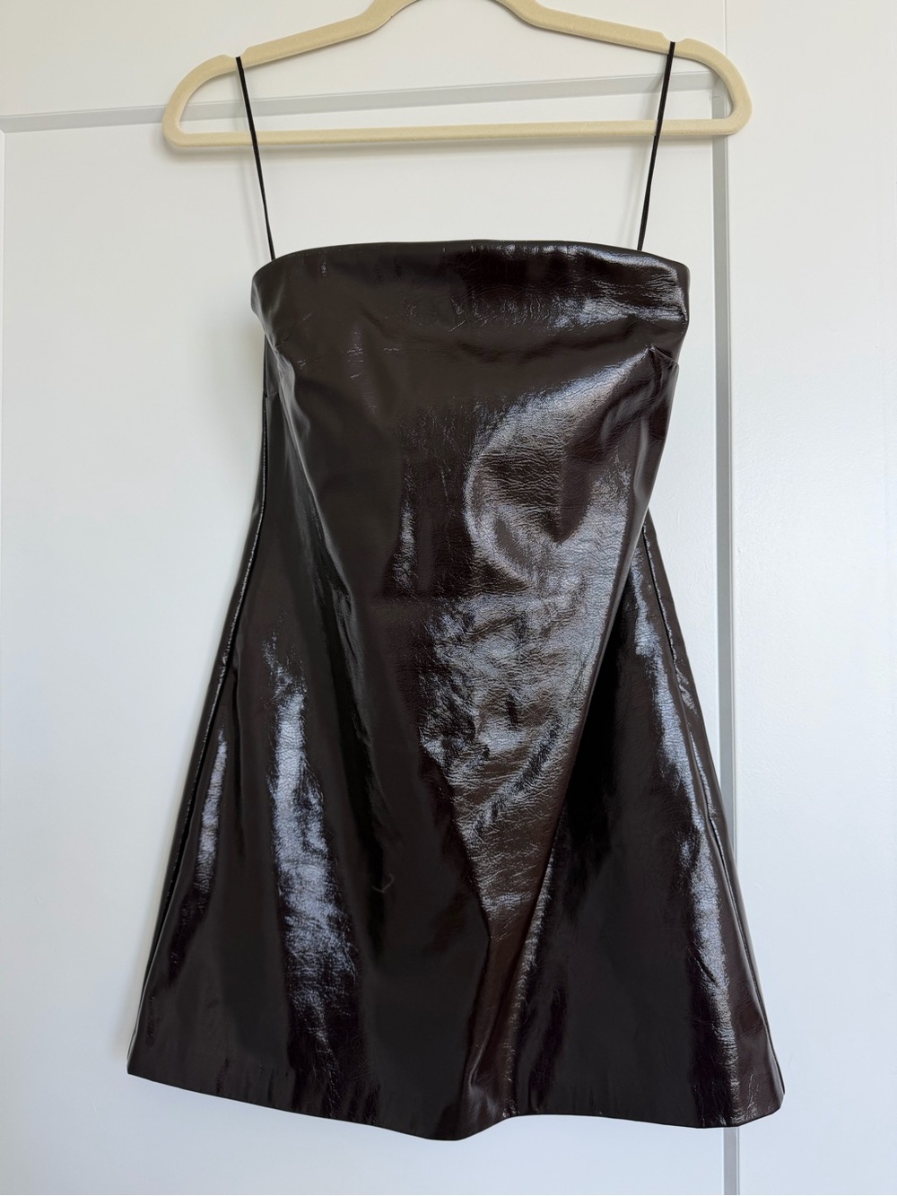 Abercrombie & Fitch Shiny Dark Brown Strapless Mini Dress